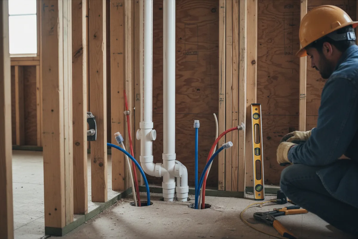 Drain and supply rough-in during Drain Cleaning in Hilliards