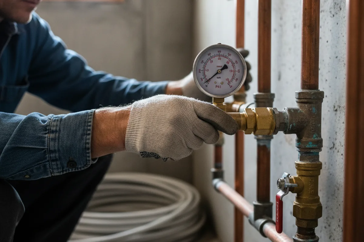 Pressure testing a repaired line during Water Line Repair in Hilliards